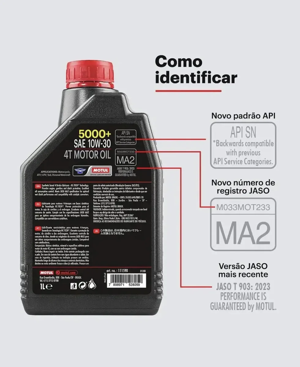 Óleo Para Motor De Moto Motul 5000+ 10w30 4t 1L – foto 2