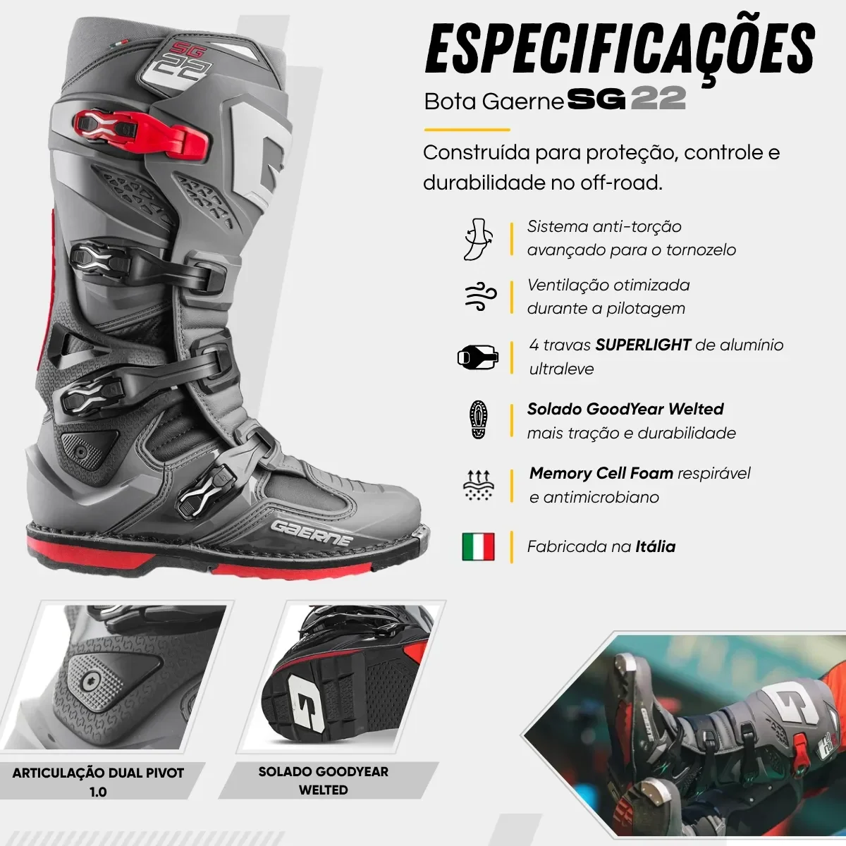 Bota Gaerne Sg 22 Black/Red – foto 6